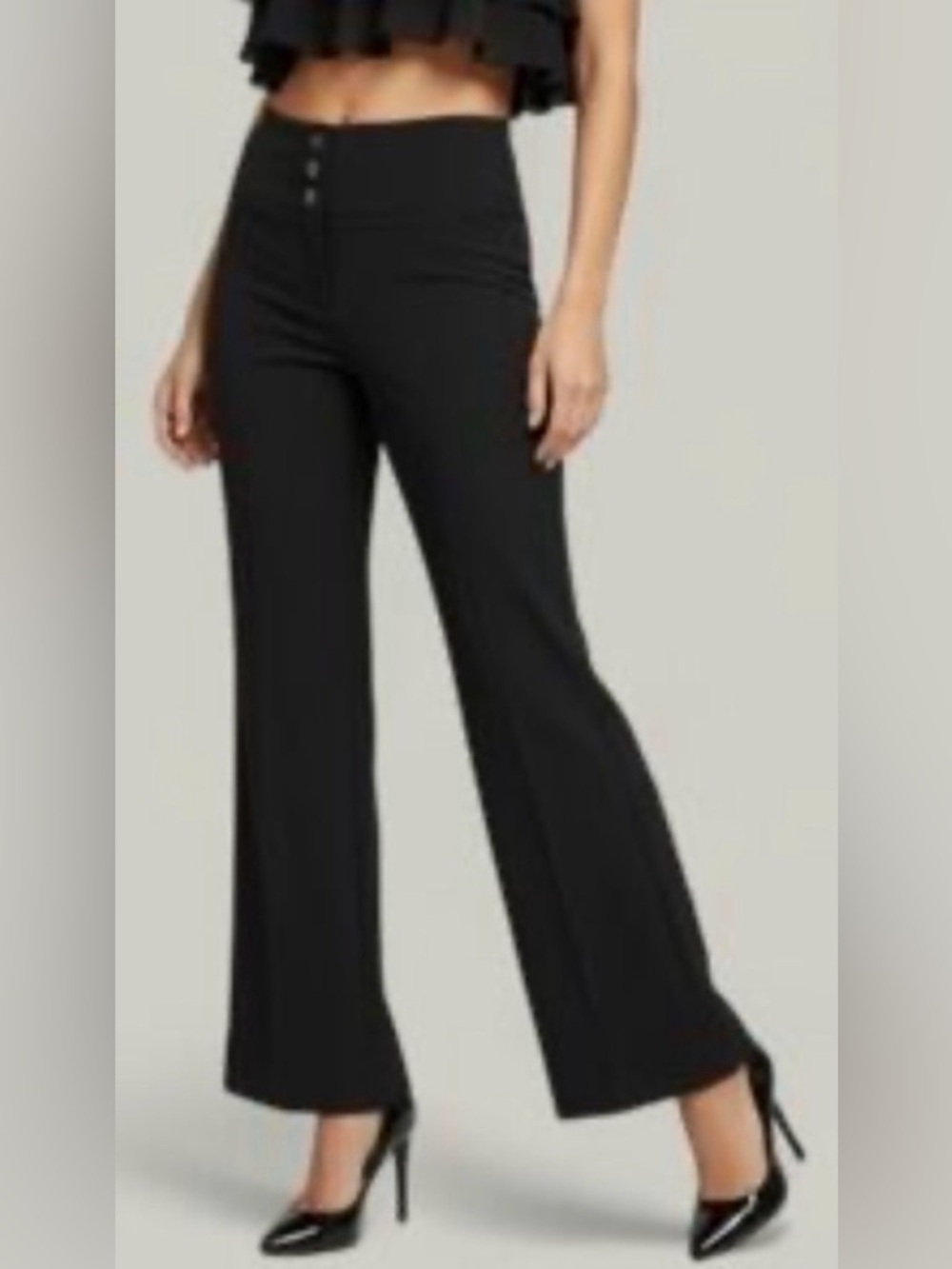 CACHE Black Satin Dress Pants Mid Rise Flare Leg Size 6 EUC $120 KL